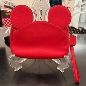 Coach Red Mickey Mouse Ear Wristlet